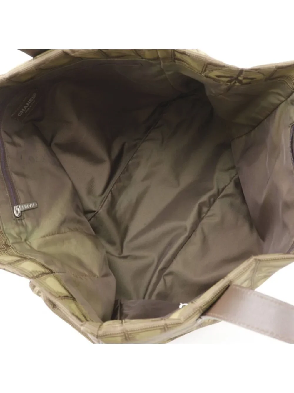 Chanel New Travel Line Tote Bag MM Nylon Canvas Khaki